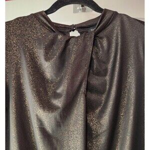 RACHEL ZOE Long Sleeve Top Stretch Black Gold Metallic Thread Womens Medium